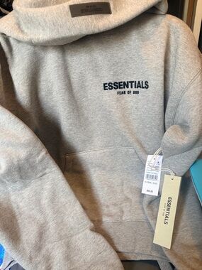 Fear of God ESSENTIALS dark oatmeal Hoodie with Logo NWT XXS